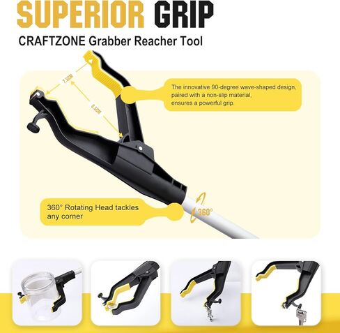 أداة Grabber Reacher مقاس 32 بوصة، عبوة من قطعتين قابلة للطي أداة التقاط Reacher Grabber مع قرن الحذاء، أداة التقاط القمامة العلوية، هدايا خالية من الانحناء لكبار السن in Kuwait