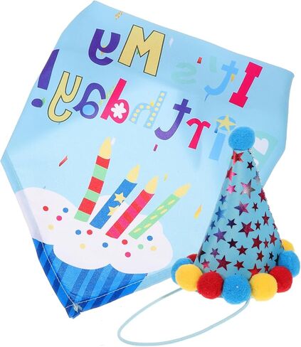 SUPVOX 1set Dog Birthday Party Hat and Bib Set Pet Accessories for Birthday Celebrations One for Dressing up Your Dog Special Occasions in Saudi Arabia