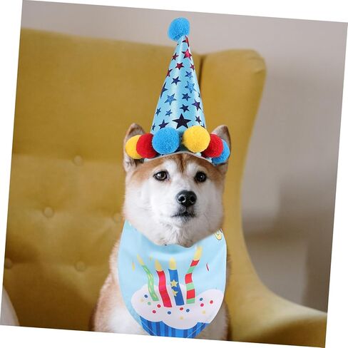 SUPVOX 1set Dog Birthday Party Hat and Bib Set Pet Accessories for Birthday Celebrations One for Dressing up Your Dog Special Occasions in Saudi Arabia