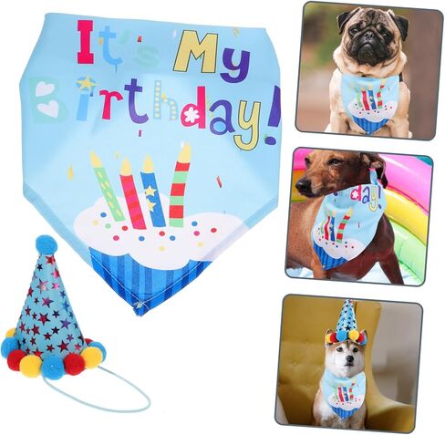 SUPVOX 1set Dog Birthday Party Hat and Bib Set Pet Accessories for Birthday Celebrations One for Dressing up Your Dog Special Occasions in Saudi Arabia