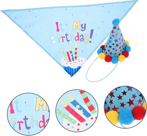 SUPVOX 1set Dog Birthday Party Hat and Bib Set Pet Accessories for Birthday Celebrations One for Dressing up Your Dog Special Occasions in Saudi Arabia