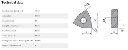8pcs New KOMET WOEX 080408-03 BK8425 TiAlN & TiN Coated Carbide Drill Inserts - EA1183BL5 in Saudi Arabia