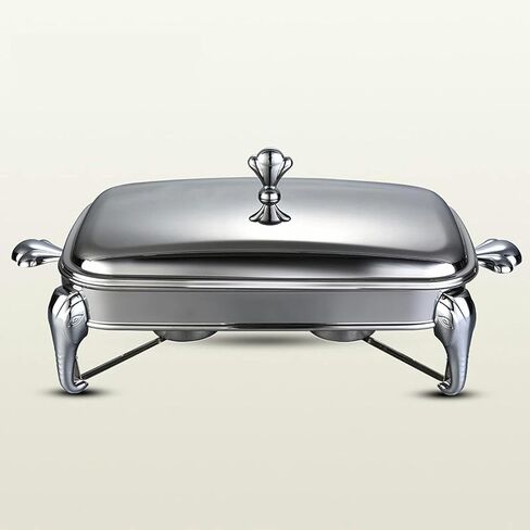 Buffet Server and Heater - Food Radiator for Party Buffet, Stainless Steel Hot Pot Buffet Set, Hot Plate Buffet Set, Food Heater for Catering Events, Server with Lid,Silver-2.9L in Saudi Arabia