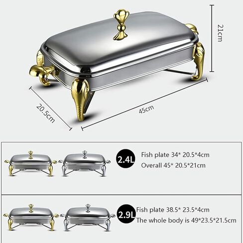 Buffet Server and Heater - Food Radiator for Party Buffet, Stainless Steel Hot Pot Buffet Set, Hot Plate Buffet Set, Food Heater for Catering Events, Server with Lid,Silver-2.9L in Saudi Arabia