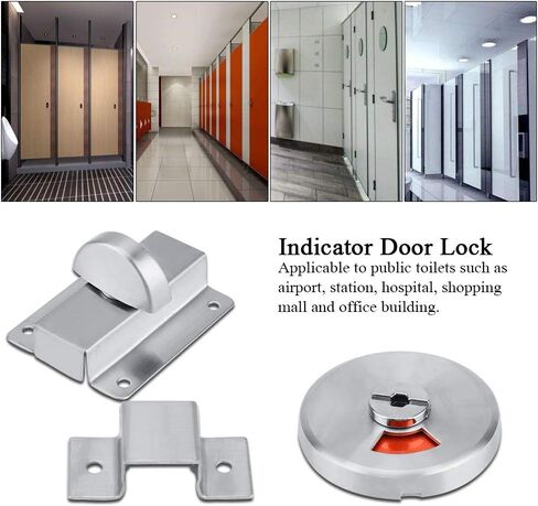 Bathroom Toilet Door Lock, Premium 201 Stainless Steel Privacy Lock with Vacant Engaged Indicator, for Restroom Partition Door Bulkhead Public Toilet Airport Station Hospital in Kuwait