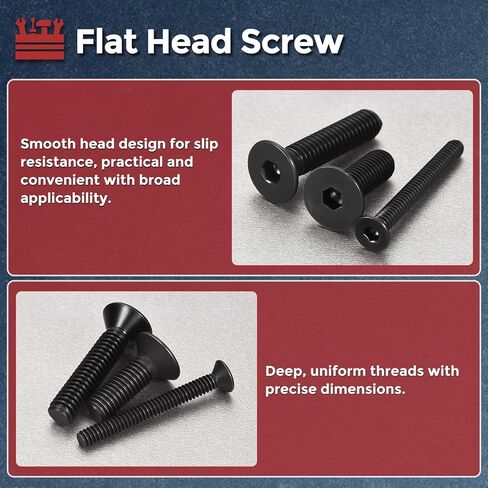 20 قطعة من براغي غطاء الرأس المسطح - [#8-32 × 3/8 بوصة]، مسامير غاطسة من الفولاذ الكربوني، أسود، للسيارات وإصلاح الأثاث والمعدات الصناعية والإصلاحات المؤقتة in Kuwait