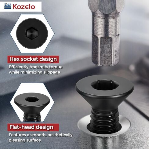 20 قطعة من براغي غطاء الرأس المسطح - [#8-32 × 3/8 بوصة]، مسامير غاطسة من الفولاذ الكربوني، أسود، للسيارات وإصلاح الأثاث والمعدات الصناعية والإصلاحات المؤقتة in Kuwait