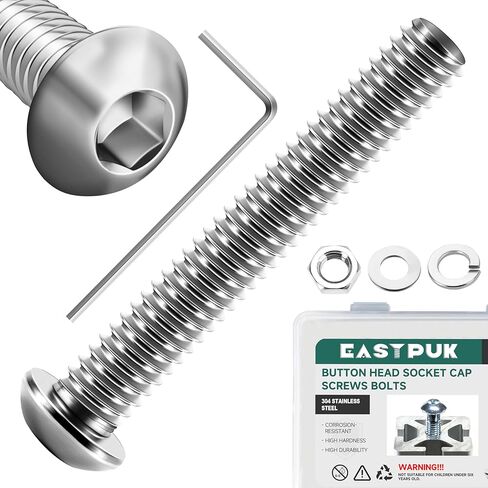 20Pcs 1/4-20 x 2 Button Head Socket Cap Bolts Screws Assortment Kit, 304 Stainless Steel 18-8, Bright Finish Fully Machine Thread with Hex Key in Kuwait