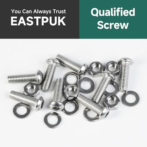 20Pcs 1/4-20 x 2 Button Head Socket Cap Bolts Screws Assortment Kit, 304 Stainless Steel 18-8, Bright Finish Fully Machine Thread with Hex Key in Kuwait