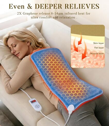 وسادة التدفئة بالأشعة تحت الحمراء البعيدة: 3X حرارة الأنسجة العميقة وتخفيف دائم لمدة 4 ساعات لآلام الظهر - وسادة ساخنة كهربائية للنساء تصلب العمل المكتبي - الجرافين الناعم والدافئ بحد أقصى 158 درجة فهرنهايت in Kuwait