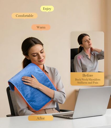 وسادة التدفئة بالأشعة تحت الحمراء البعيدة: 3X حرارة الأنسجة العميقة وتخفيف دائم لمدة 4 ساعات لآلام الظهر - وسادة ساخنة كهربائية للنساء تصلب العمل المكتبي - الجرافين الناعم والدافئ بحد أقصى 158 درجة فهرنهايت in Kuwait