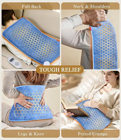 وسادة التدفئة بالأشعة تحت الحمراء البعيدة: 3X حرارة الأنسجة العميقة وتخفيف دائم لمدة 4 ساعات لآلام الظهر - وسادة ساخنة كهربائية للنساء تصلب العمل المكتبي - الجرافين الناعم والدافئ بحد أقصى 158 درجة فهرنهايت in Kuwait