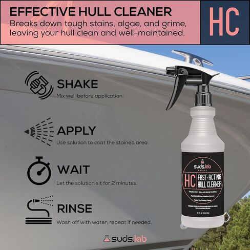 Suds Lab Marine HC Fast-Acting Hull Cleaner, Rust & Scum Waterline Remover, Pre-Polishing Boat Cleaner, 32 oz. in Saudi Arabia