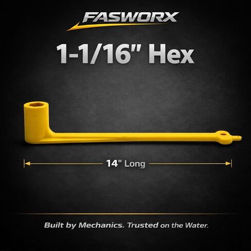 FASWORX Floating Propeller Wrench 1-1/16" (27mm) - Fits MerCruiser Alpha/Bravo, Yamaha, Honda, Suzuki, Volvo Penta - Replaces 91-859046Q4, 859046T4, Sierra 18-4459 - Yellow in Kuwait