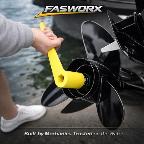 FASWORX Floating Propeller Wrench 1-1/16" (27mm) - Fits MerCruiser Alpha/Bravo, Yamaha, Honda, Suzuki, Volvo Penta - Replaces 91-859046Q4, 859046T4, Sierra 18-4459 - Yellow in Kuwait