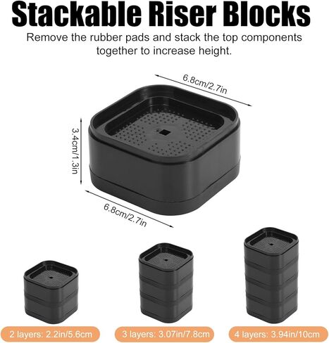4pcs Treadmill Incline Riser Blocks, Plastic Stackable Incline Riser Blocks Practical Treadmill Accessories Suitable for Home and Gym (Black) in Saudi Arabia