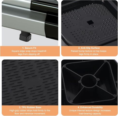 4pcs Treadmill Incline Riser Blocks, Plastic Stackable Incline Riser Blocks Practical Treadmill Accessories Suitable for Home and Gym (Black) in Saudi Arabia