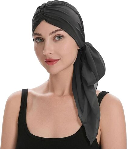 ZLYC Chemo Headwear Head Scarf Headwraps Long Head Covering Lightweight Beanie for Women in Saudi Arabia