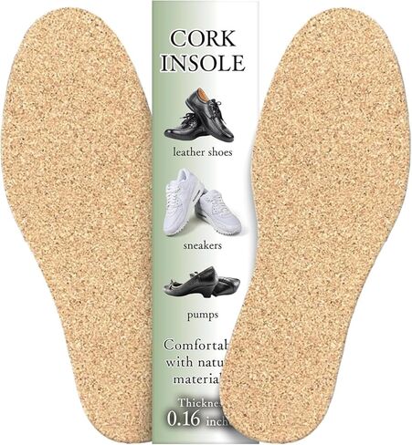 Cork Insoles, Flat Shoe Inserts, Natural Material, Free-Cut Unisex Fit (9.8–12.2 Inches), Slip-Resistant Odor-Reducing Custom Foot Fit (4mm(0.16 inches)) in Saudi Arabia
