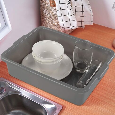 4-Pack 8 Liters Dish Wash Basin, Commercial Dish Pans Bus Tubs, Grey in Kuwait