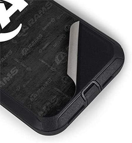 ملصق Skinit متوافق مع حافظة OtterBox Defender iPhone 11 - تصميم أسود وأبيض مرخص رسميًا من NFL Los Angeles Rams in Saudi Arabia