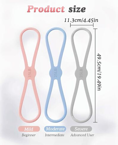 3 PCS Figure 8 Resistance Bands for Women, 15 Lbs & 25 Lbs & 35 Lbs Keep Resistance Band for Arm with Non-Slip Handles in Kuwait