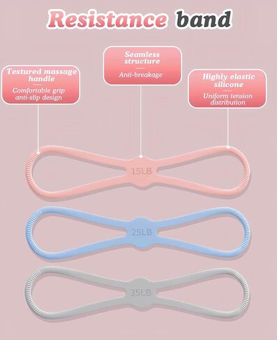 3 PCS Figure 8 Resistance Bands for Women, 15 Lbs & 25 Lbs & 35 Lbs Keep Resistance Band for Arm with Non-Slip Handles in Kuwait