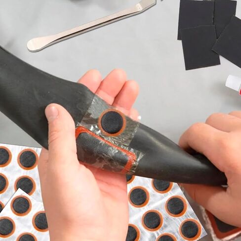 طقم إصلاح الأنبوب الداخلي للدراجة - رقع فلكنة وبدون لاصق مع رافعات الإطارات، عالمية للدراجات النارية BMX MTB ركوب الدراجات على الطرق الجبلية in Kuwait