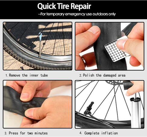 طقم إصلاح الأنبوب الداخلي للدراجة - رقع فلكنة وبدون لاصق مع رافعات الإطارات، عالمية للدراجات النارية BMX MTB ركوب الدراجات على الطرق الجبلية in Kuwait