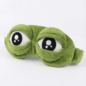 Cute Rabbit Sleeping Eye Mask Plush Blindfold Travel Sleep Masks Super Soft Funny Eye Cover for Adult (Green Frog) in Kuwait