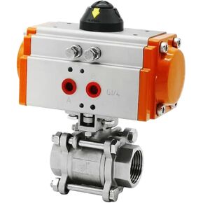 3/8 "ثلاث قطع صمام كروي هوائي ذو منصة عالية 304 من الفولاذ المقاوم للصدأ Q611F-16P اسطوانة مزدوجة التمثيل in Kuwait