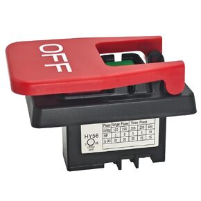 HY56 Universal Emergency Stop Switch 120V/230V Single-Phase - 2-Pole Electromagnetic Motor Control for Woodworking Machinery & Industrial Equipment - Compatible with KEDU HY56 Model in Kuwait