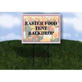 خيمة طعام عيد الفصح خلفية زهور الربيع والزنبق والسهام الاتجاهية وإطار مزدوج الجوانب مقاس 23 × 23 بوصة. in Kuwait