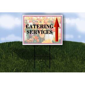 Catering Services Spring Flowers Tulips Up Arrows A-Frame Single Sided 23x23 in. sign in Kuwait