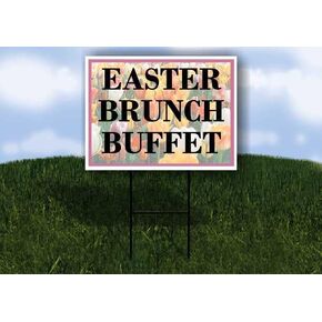 Easter Brunch Buffet Spring Flowers Tulips Directional Arrows A-Frame Double Sided 23x23 in. sign in Kuwait