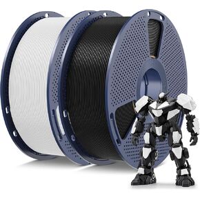 SUNLU PLA Filament 1.75 مم، خيوط طابعة PLA ثلاثية الأبعاد ممتازة، عالية الدقة وخالية من التشابك، عبوتان (إجمالي 2 كجم، 1 كجم / بكرة). (أسود + أبيض) in Kuwait