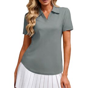 Alaroo Women's Golf Polo Shirts Short Sleeve Collared V Neck Tennis Golf Shirt Casual UPF 50+ Athletic Workout Tops in Kuwait
