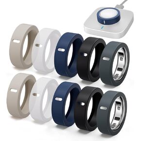 CoBak 10 Pack Silicone Ring Cover Compatible with Oura Ring Gen 4/4 Ceramic, Gen 3 Horizon/Heritage | Anti-Scratch Elastic Protector, Supports Charging with Cover On, Size M for 10/11/12/13/14/15 in Kuwait