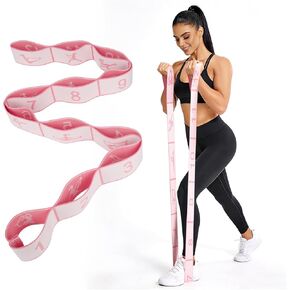 KUZARO Fitness Resistance Bands with 12 Loops, Numbered Resistance Bands for Physical Therapy, Women Stretch Strap for Home Gym, Elastic Exercise Bands for Yoga, Pilates, Leg Stretching, Dance in Saudi Arabia