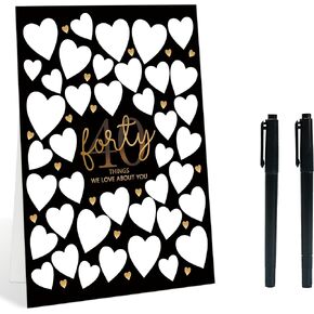 40 سببًا لماذا نحبك كبديل لكتاب الضيوف، لافتة سوداء لحفلة عيد الميلاد الأربعين مقاس 8 × 11 بوصة مع قلم، علامة هدايا ديكورات هدايا عيد الميلاد، هدايا عمرها 40 عامًا له ولها، 2 in Kuwait