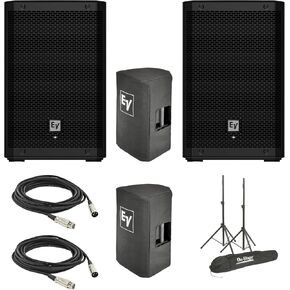 Electro-Voice ZLX-8P-G2 1000W 8" Bluetooth Powered Speaker (Pair) with Padded Speaker Covers, Speaker Stand Pack and 2X Professional Grade XLR Cables in Kuwait