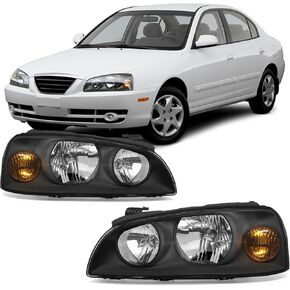 Headlight Assembly for 2006 2007 2008 2009 2010 2011 Honda Civic Sedan 4-Door Black Housing with Amber Reflector Clear Lens Headlamp Replacement LH+RH in Kuwait