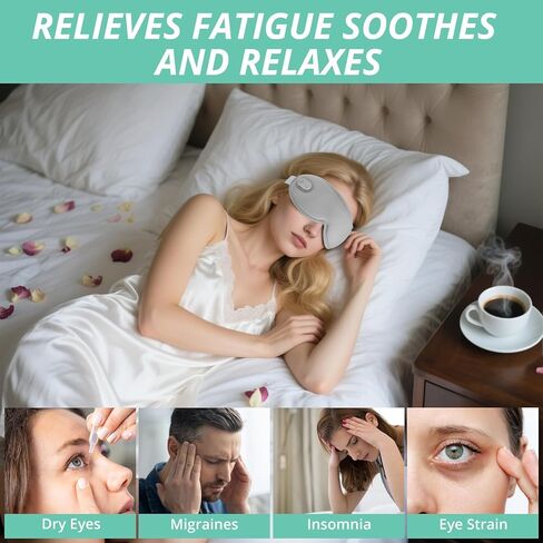 قناع عين مسخن لاسلكي من VINTEAM - تصميم ثلاثي الأبعاد مع إعدادات حرارة ومؤقت قابلة للتعديل، مريح وخفيف الوزن، مثالي لتخفيف إجهاد العين، للرجال والنساء in Kuwait