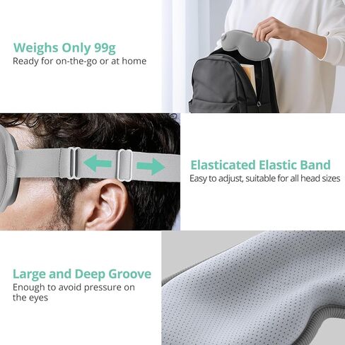 قناع عين مسخن لاسلكي من VINTEAM - تصميم ثلاثي الأبعاد مع إعدادات حرارة ومؤقت قابلة للتعديل، مريح وخفيف الوزن، مثالي لتخفيف إجهاد العين، للرجال والنساء in Kuwait