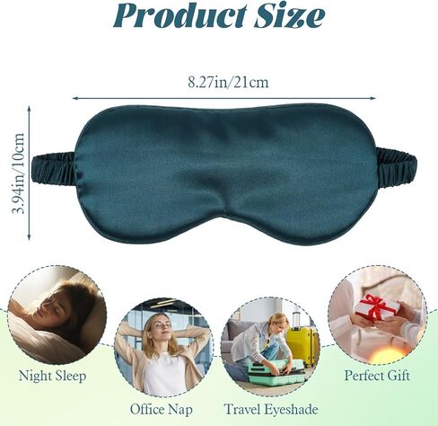 عبوة من 4 أقنعة نوم من الساتان، قناع تعتيم للعين مع حزام مرن قابل للتعديل، غطاء ظل للنوم أثناء القيلولة، أغطية عيون حريرية سوداء معصوبة العينين ناعمة للنساء والرجال (وردي، أسود، أخضر داكن، أخضر ليموني) in Kuwait