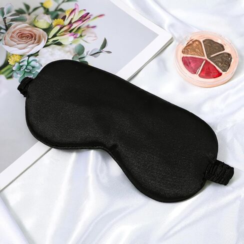 عبوة من 4 أقنعة نوم من الساتان، قناع تعتيم للعين مع حزام مرن قابل للتعديل، غطاء ظل للنوم أثناء القيلولة، أغطية عيون حريرية سوداء معصوبة العينين ناعمة للنساء والرجال (وردي، أسود، أخضر داكن، أخضر ليموني) in Kuwait