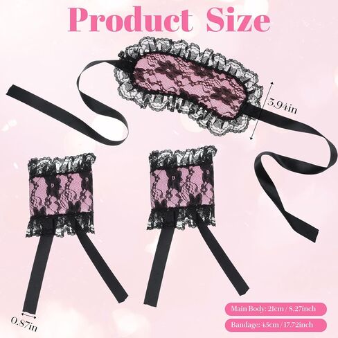 Blindfolds, Sleep Mask and Hand Ties, Pink Black Blind Folds for Adult Play, Lace Blackout Sleeping Eye Mask Cover, Blindfold for Adults Couples Valentines Day Gift for Girlfriend Wife in Saudi Arabia