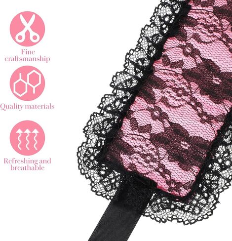 Blindfolds, Sleep Mask and Hand Ties, Pink Black Blind Folds for Adult Play, Lace Blackout Sleeping Eye Mask Cover, Blindfold for Adults Couples Valentines Day Gift for Girlfriend Wife in Saudi Arabia