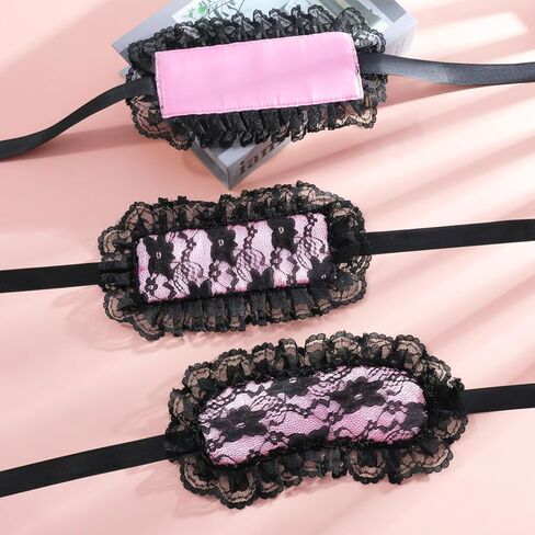 Blindfolds, Sleep Mask and Hand Ties, Pink Black Blind Folds for Adult Play, Lace Blackout Sleeping Eye Mask Cover, Blindfold for Adults Couples Valentines Day Gift for Girlfriend Wife in Saudi Arabia