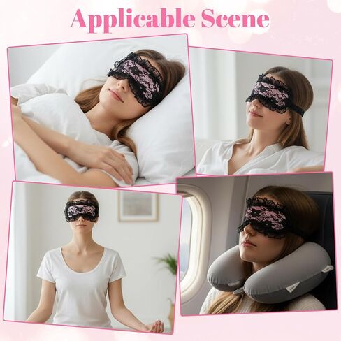 Blindfolds, Sleep Mask and Hand Ties, Pink Black Blind Folds for Adult Play, Lace Blackout Sleeping Eye Mask Cover, Blindfold for Adults Couples Valentines Day Gift for Girlfriend Wife in Saudi Arabia